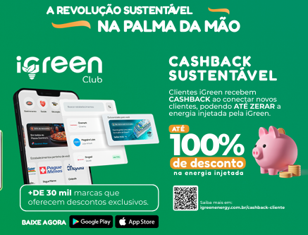 Ganhe até 100% de desconto com Cashback iGreen Club